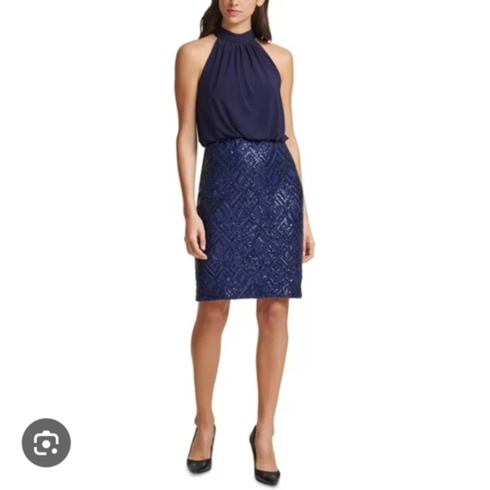 Vince Camuto Dress 2 Sequin Embellished Blouson Bodycon Dress Size 2